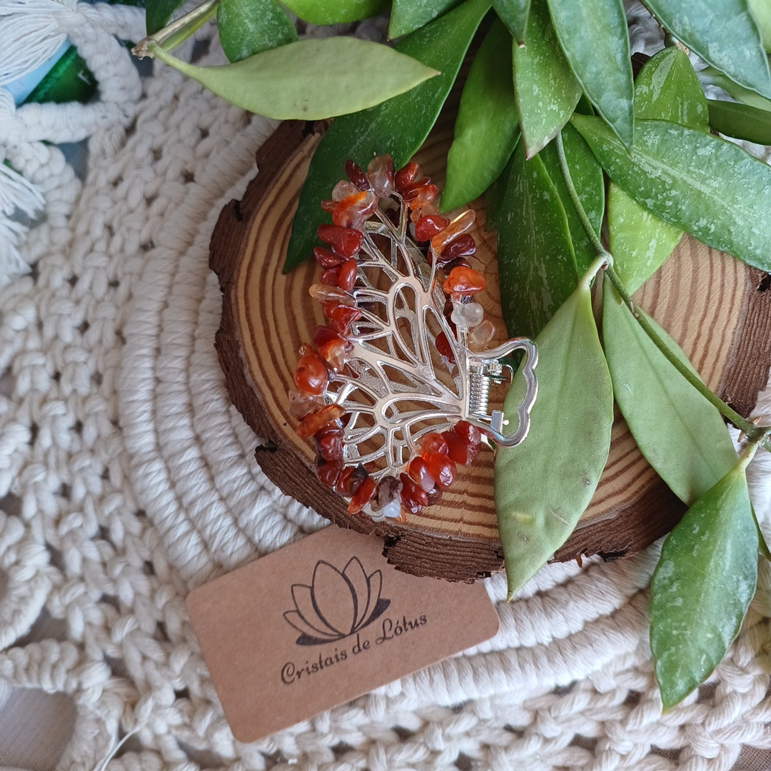 Butterfly Hair Clip with Carnelian