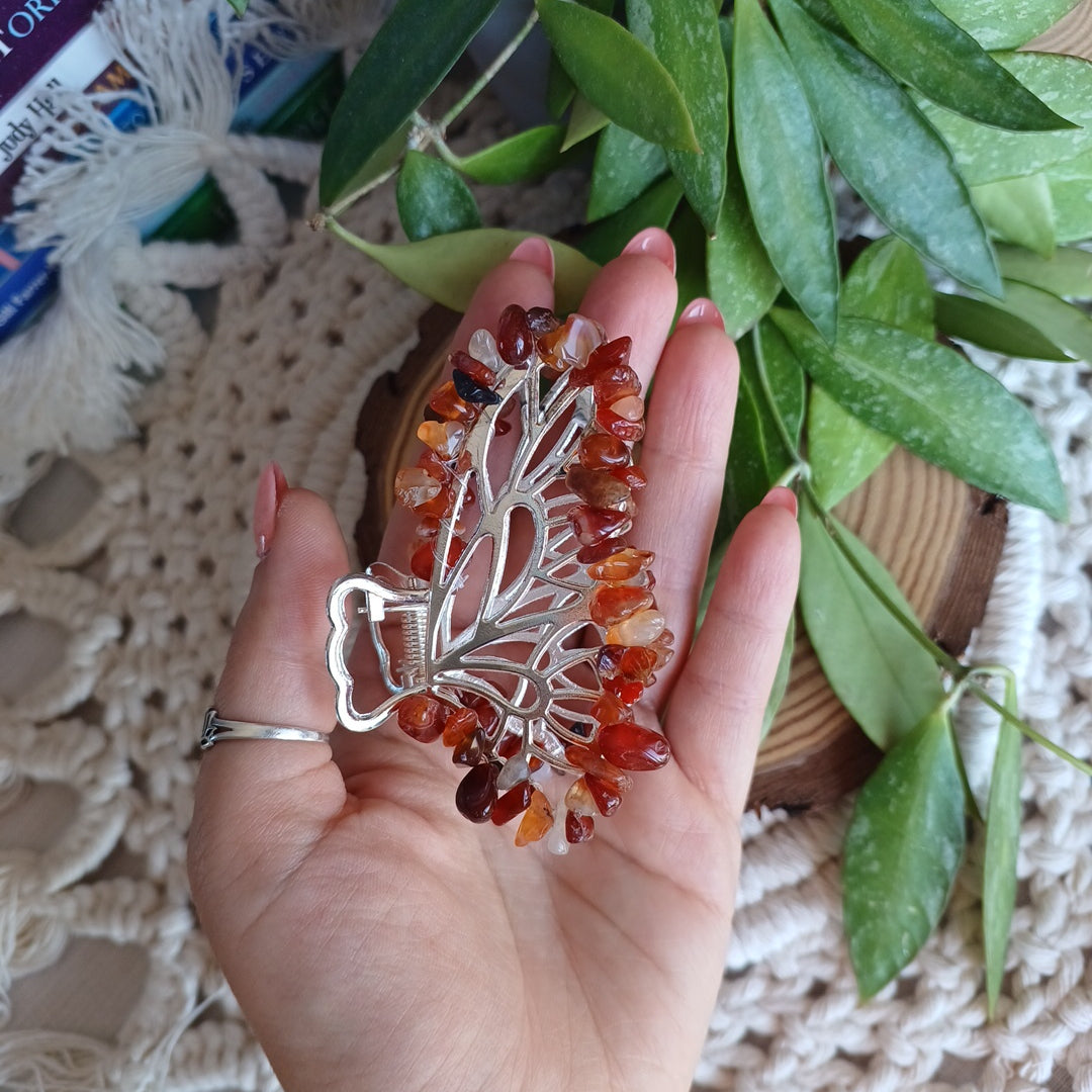 Butterfly Hair Clip with Carnelian