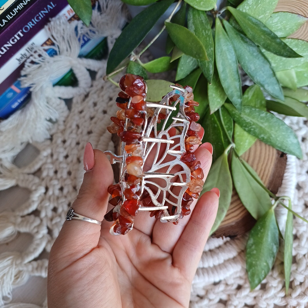 Butterfly Hair Clip with Carnelian