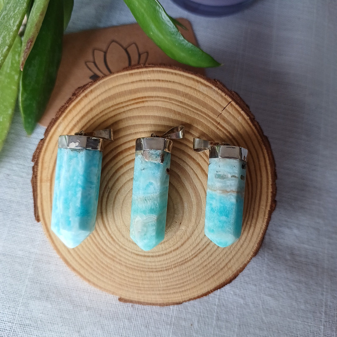 Pendente em Prata Artesanal com Aragonite Azul