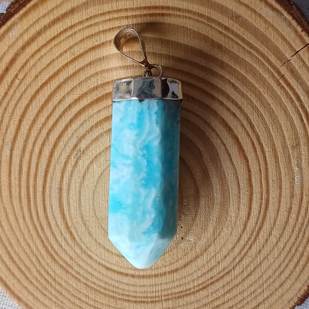 Pendente em Prata Artesanal com Aragonite Azul