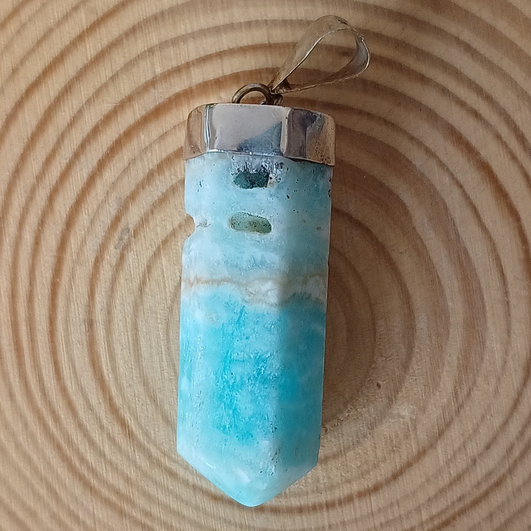 Pendente em Prata Artesanal com Aragonite Azul