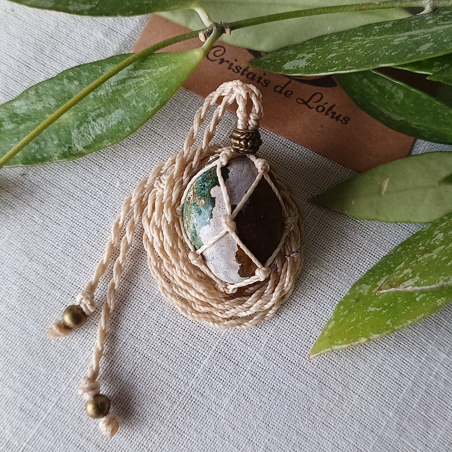 BeachWaves - Handmade Macramé Necklace with Ocean Jasper