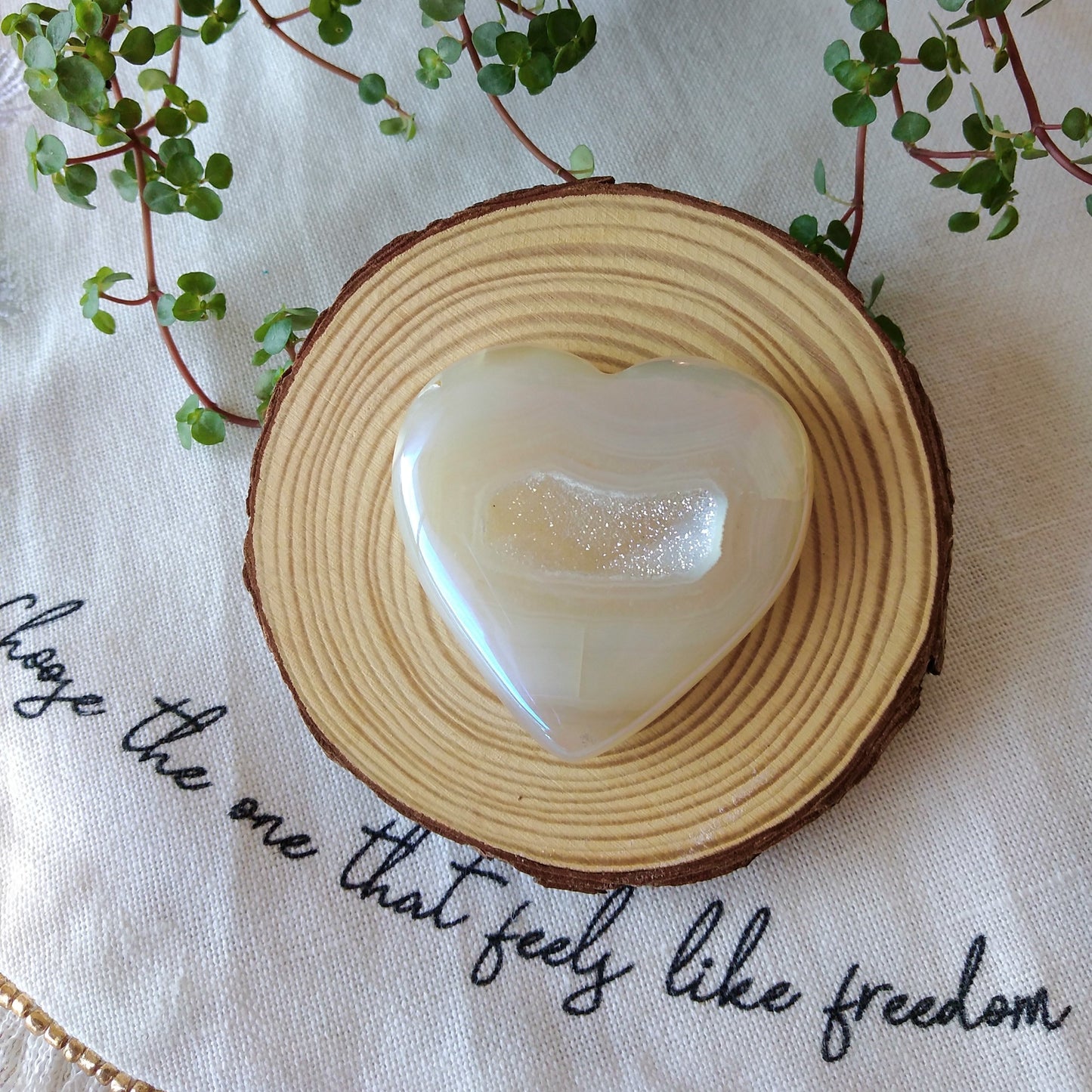 Aura Agate Heart with Druza