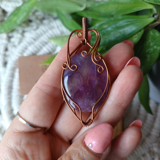 Handmade Wire Pendant with Amethyst