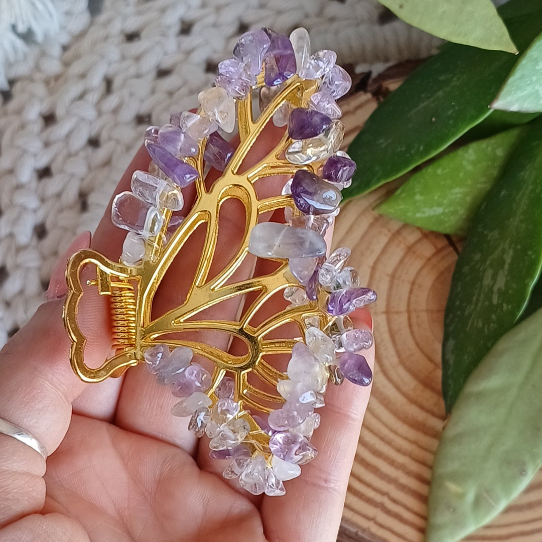 Butterfly Hair Clip with Amethyst