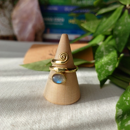 Anel ajustável em bronze com Labradorite