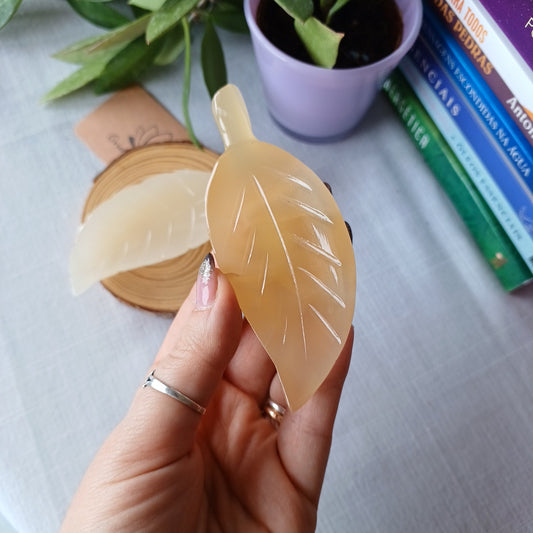 Mini Honey Calcite Leaf Cup