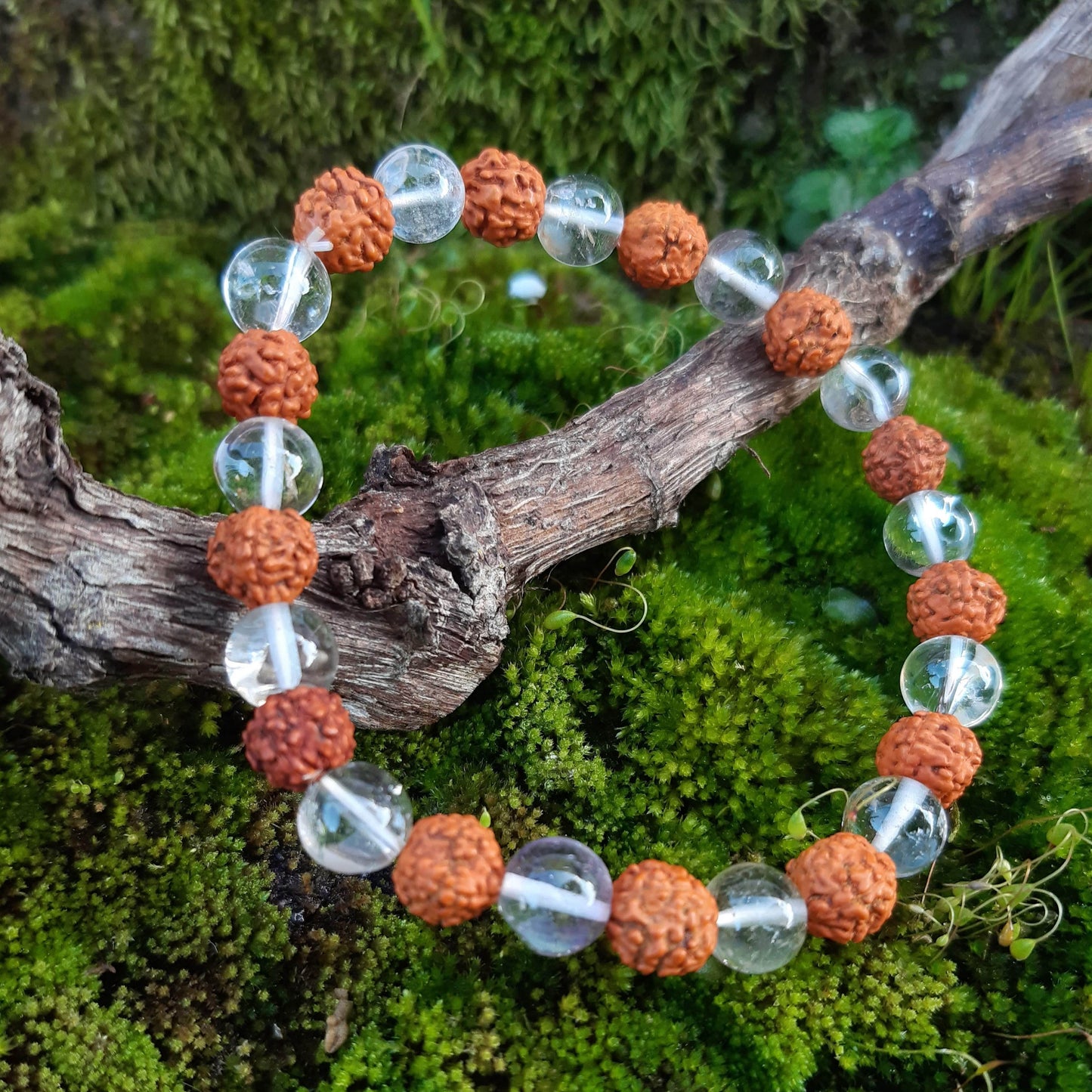 Quartz Bracelet with Rudraskas