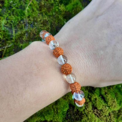 Quartz Bracelet with Rudraskas