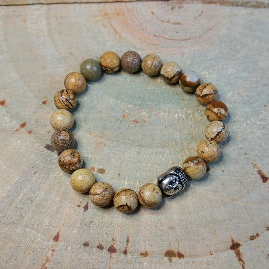 Jasper Landscape Bracelet with Buddha