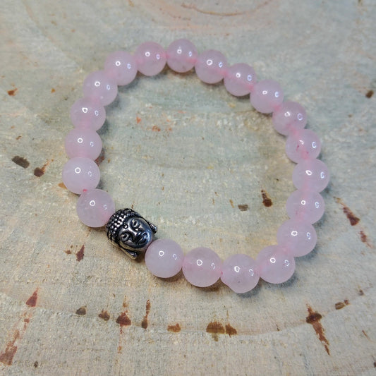 Pulseira de Quartzo Rosa com Buda