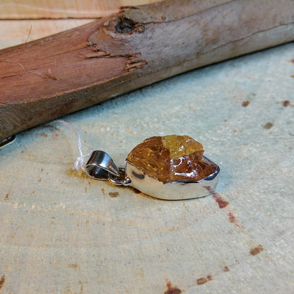 Silver Pendant with Raw Citrine