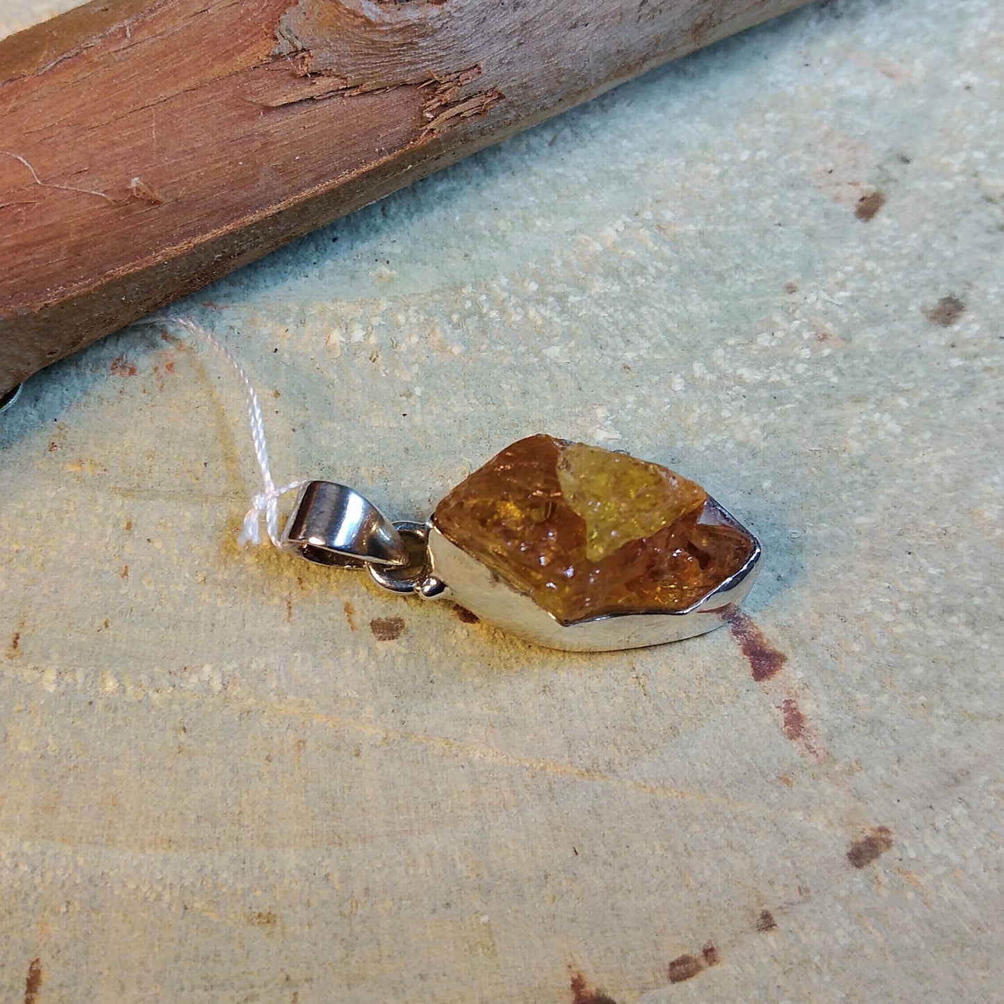 Silver Pendant with Raw Citrine